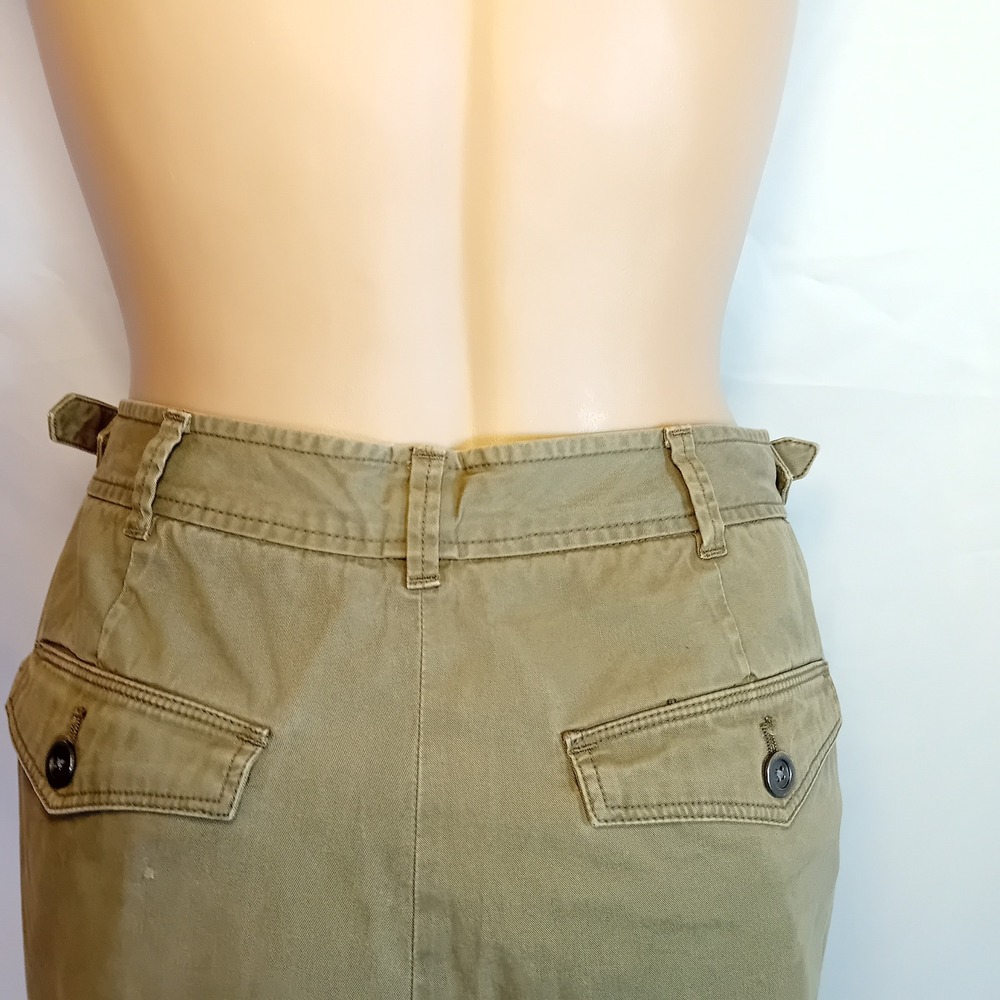 Women's Club Monaco High Rise Utility Chino Trouser Pants Straight Leg Olive 8 - Picture 12 of 16